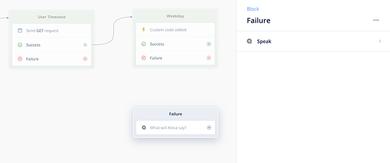 Add a Speak block to handle failures
