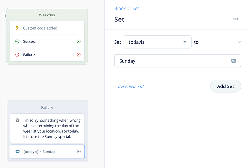 Set block with isToday set to Sunday