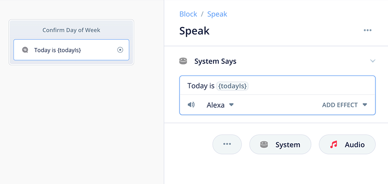 Add text to the Speak block