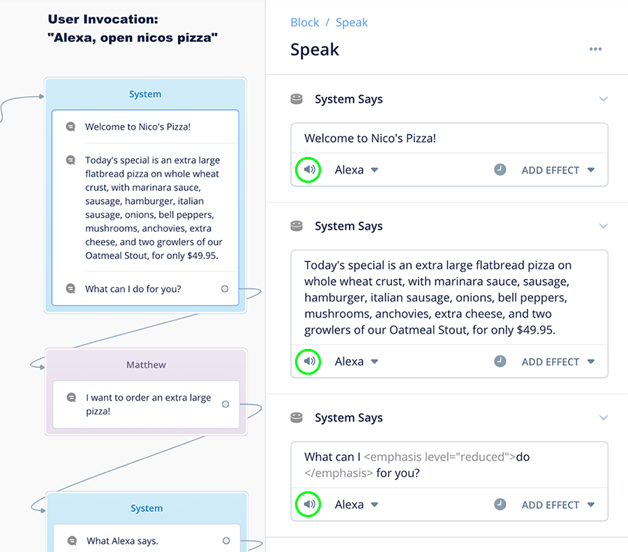 Testing speak steps